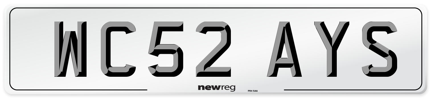 WC52 AYS Number Plate from New Reg